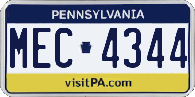PA license plate MEC4344