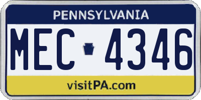 PA license plate MEC4346