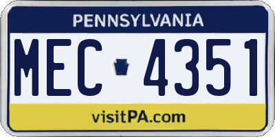 PA license plate MEC4351