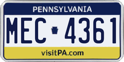 PA license plate MEC4361