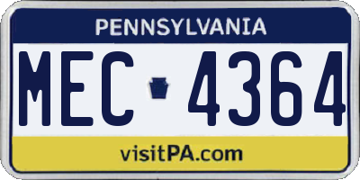PA license plate MEC4364