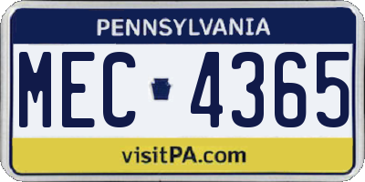 PA license plate MEC4365
