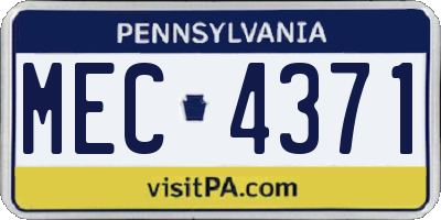 PA license plate MEC4371
