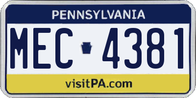 PA license plate MEC4381