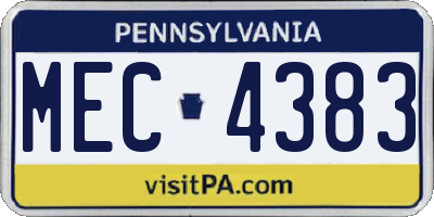 PA license plate MEC4383