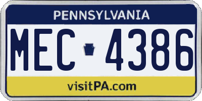 PA license plate MEC4386