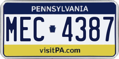 PA license plate MEC4387