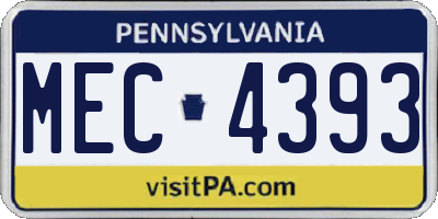 PA license plate MEC4393