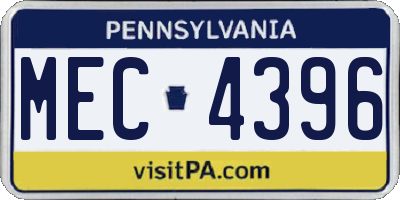 PA license plate MEC4396