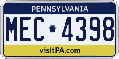 PA license plate MEC4398