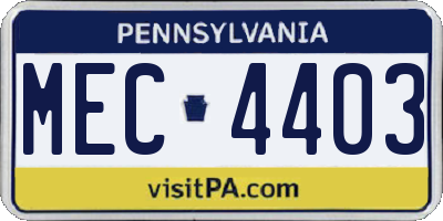 PA license plate MEC4403