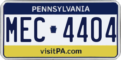 PA license plate MEC4404