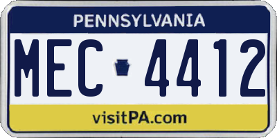 PA license plate MEC4412