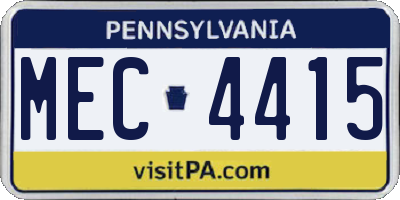PA license plate MEC4415
