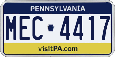 PA license plate MEC4417