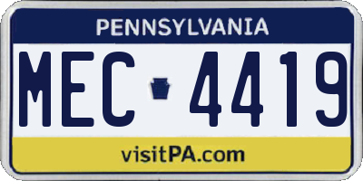 PA license plate MEC4419