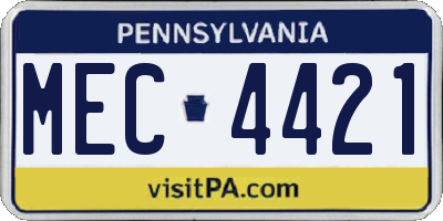 PA license plate MEC4421