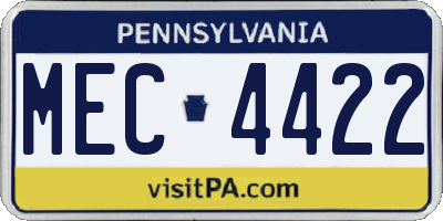 PA license plate MEC4422