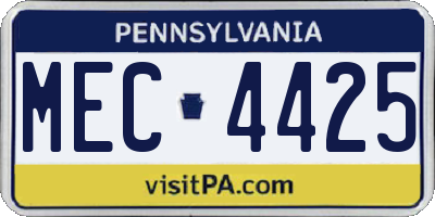 PA license plate MEC4425