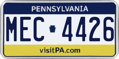 PA license plate MEC4426