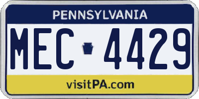 PA license plate MEC4429