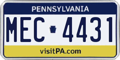 PA license plate MEC4431