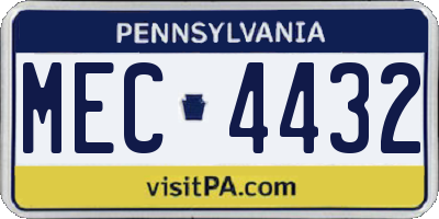 PA license plate MEC4432