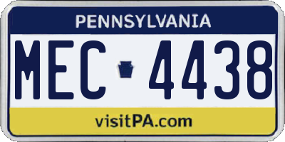 PA license plate MEC4438