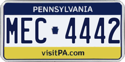 PA license plate MEC4442