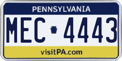 PA license plate MEC4443