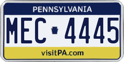 PA license plate MEC4445
