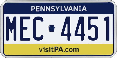 PA license plate MEC4451