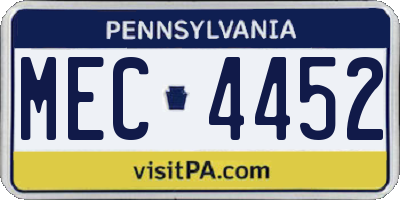PA license plate MEC4452