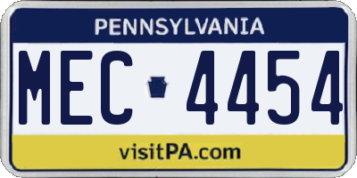 PA license plate MEC4454