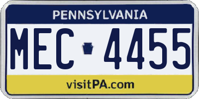PA license plate MEC4455