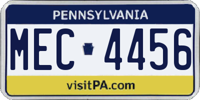 PA license plate MEC4456