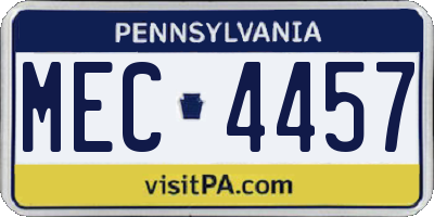 PA license plate MEC4457