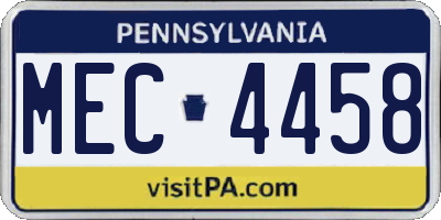 PA license plate MEC4458