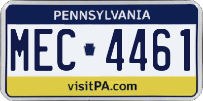 PA license plate MEC4461
