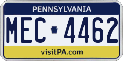 PA license plate MEC4462