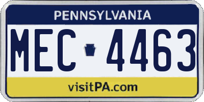 PA license plate MEC4463