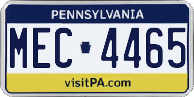 PA license plate MEC4465