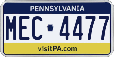 PA license plate MEC4477