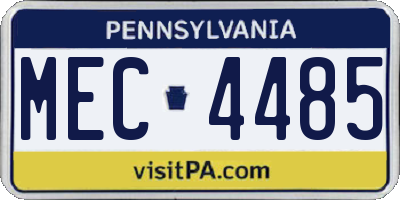 PA license plate MEC4485