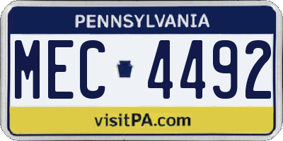 PA license plate MEC4492