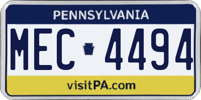 PA license plate MEC4494