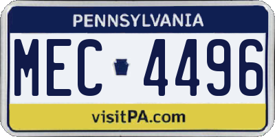 PA license plate MEC4496