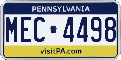 PA license plate MEC4498