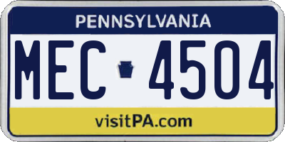 PA license plate MEC4504