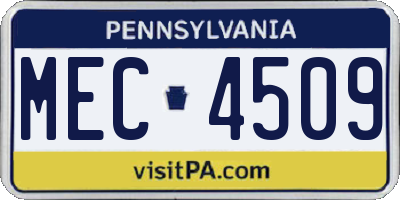 PA license plate MEC4509